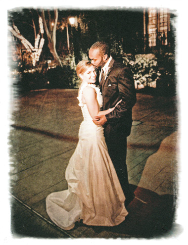 A stylish wedding photo courtesy of wedding makeup done by Houston based makeup artist Cinthia Moore.